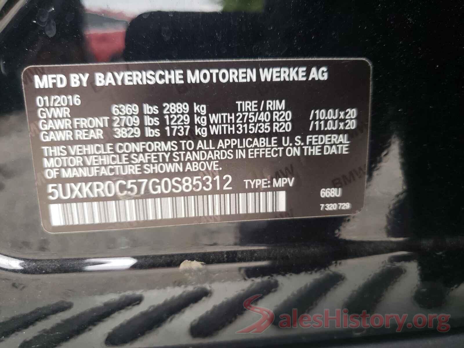 5UXKR0C57G0S85312 2016 BMW X5