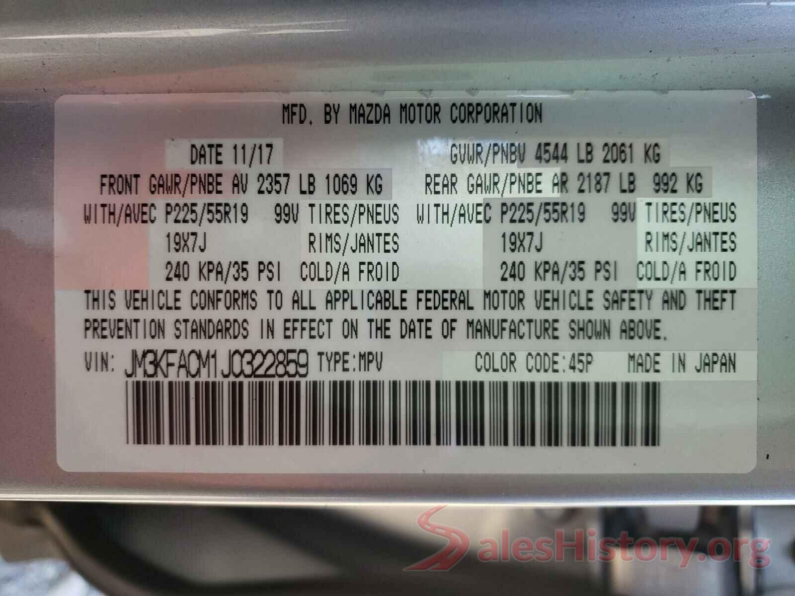 JM3KFACM1J0322859 2018 MAZDA CX-5