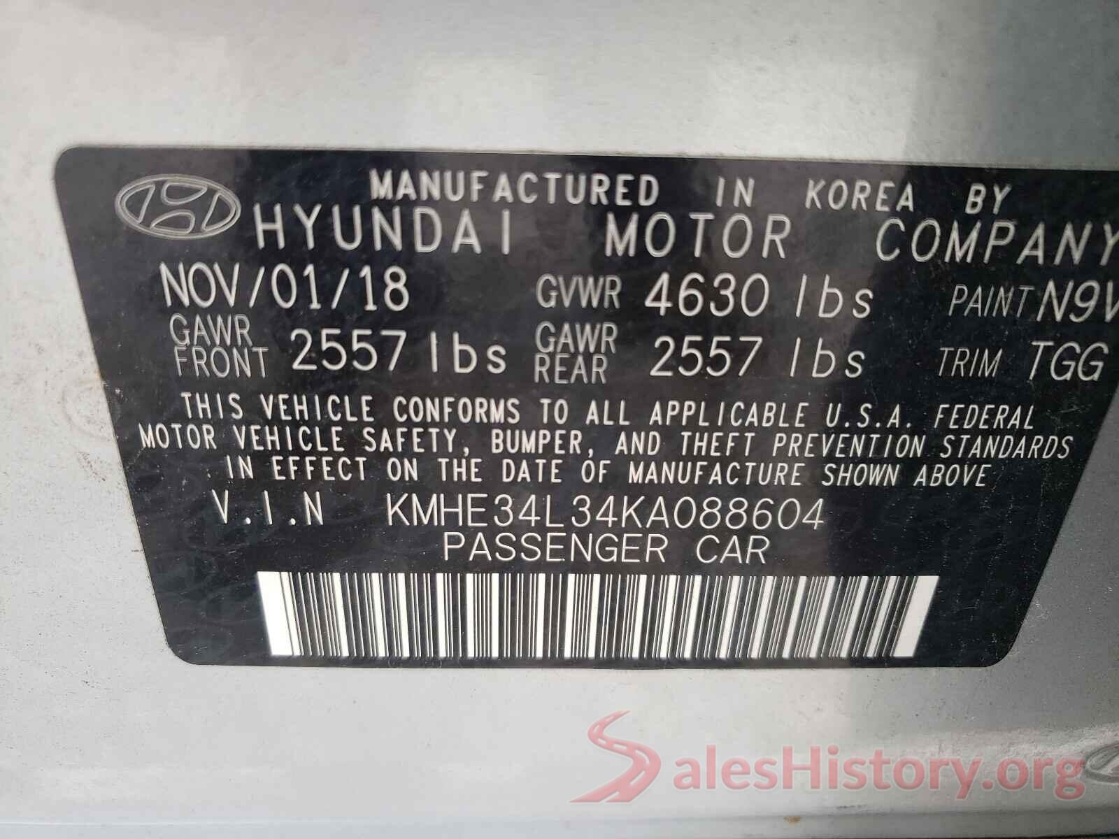 KMHE34L34KA088604 2019 HYUNDAI SONATA