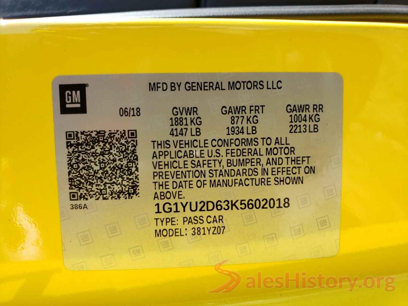 1G1YU2D63K5602018 2019 CHEVROLET CORVETTE