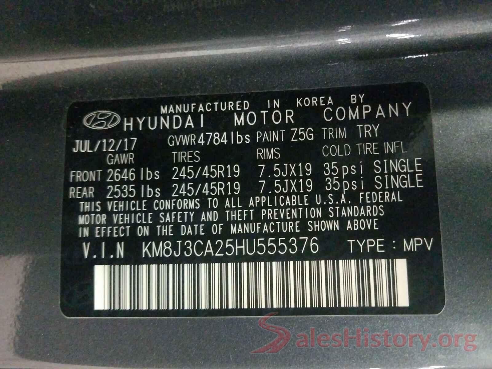 KM8J3CA25HU555376 2017 HYUNDAI TUCSON