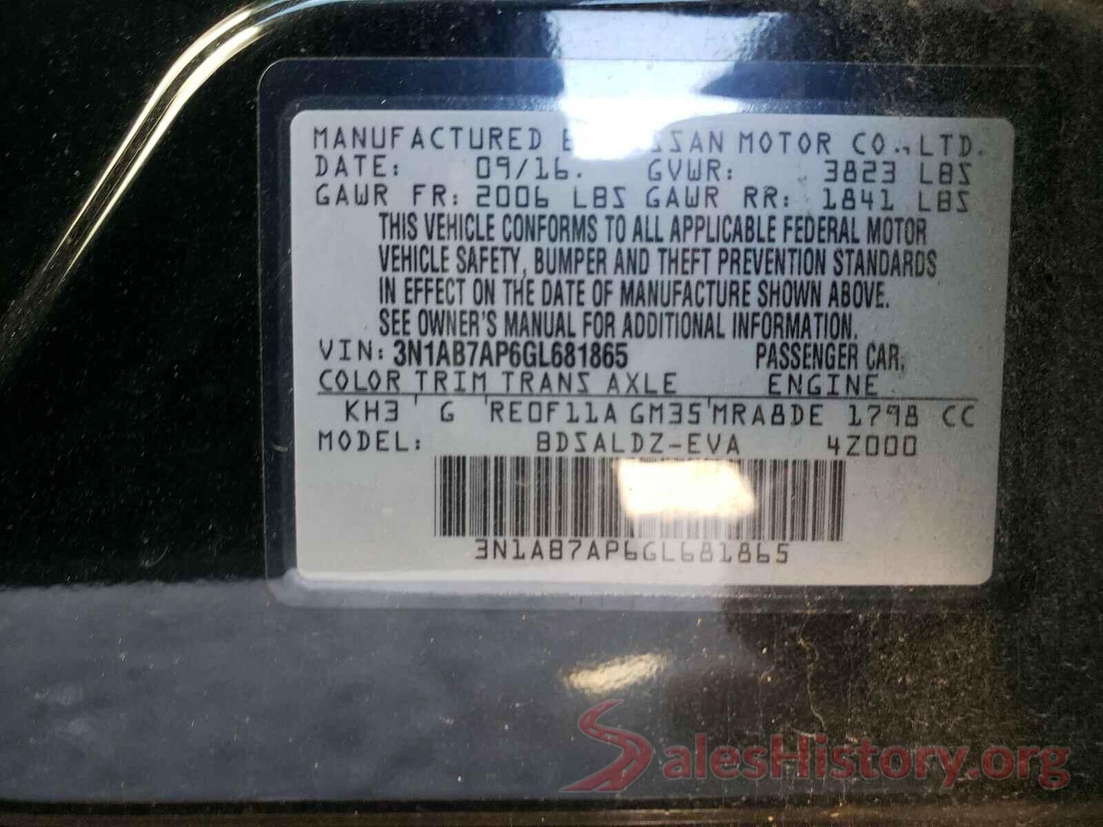 3N1AB7AP6GL681865 2016 NISSAN SENTRA