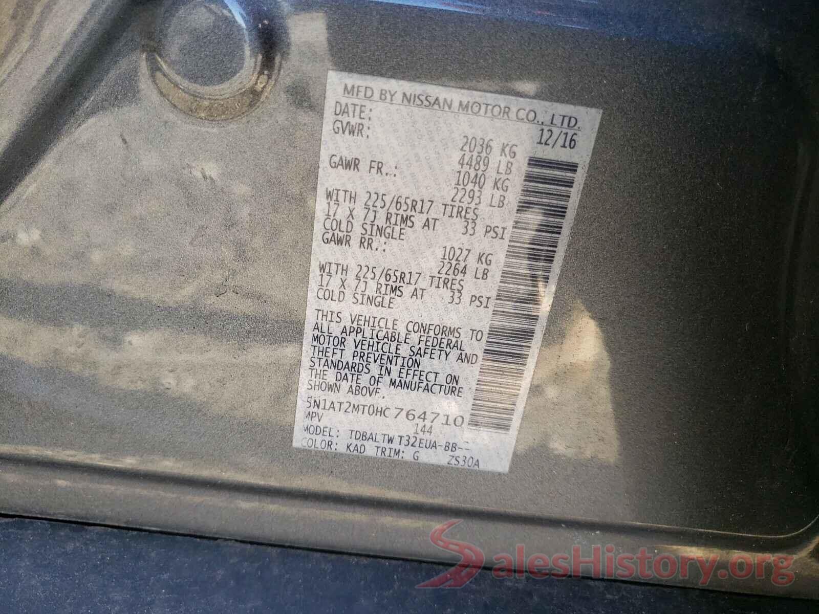 5N1AT2MT0HC764710 2017 NISSAN ROGUE