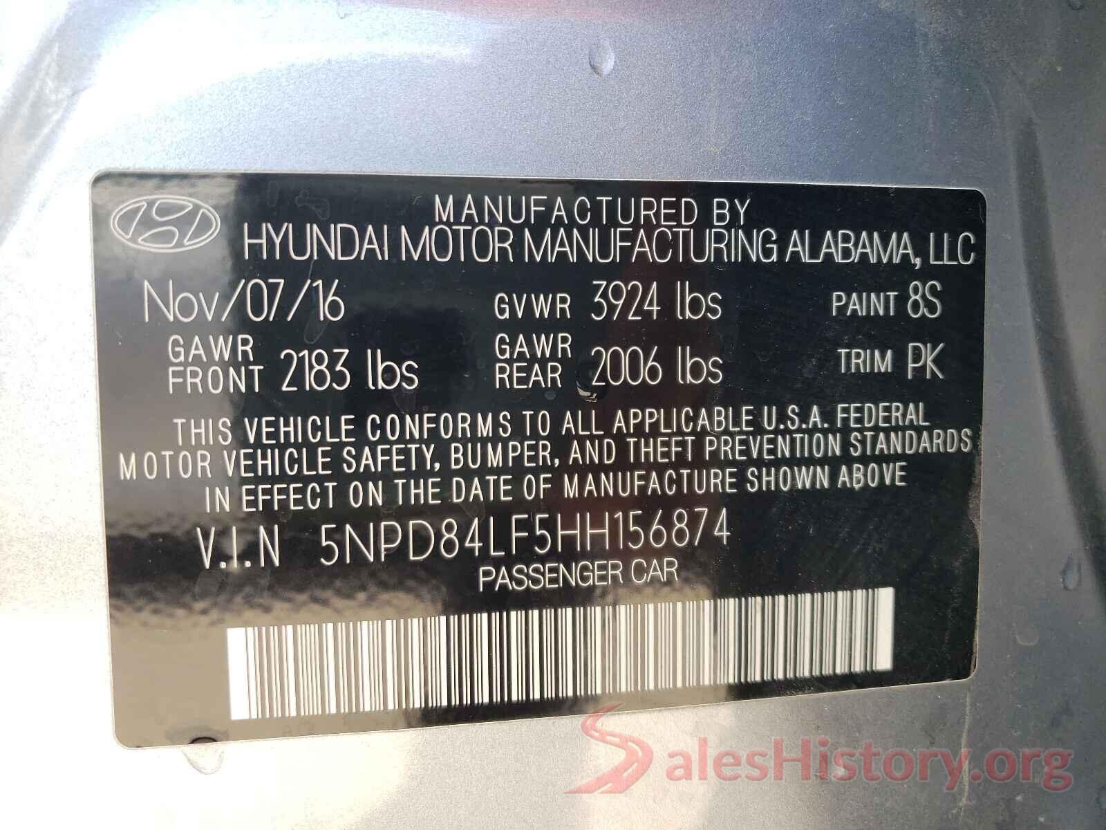 5NPD84LF5HH156874 2017 HYUNDAI ELANTRA