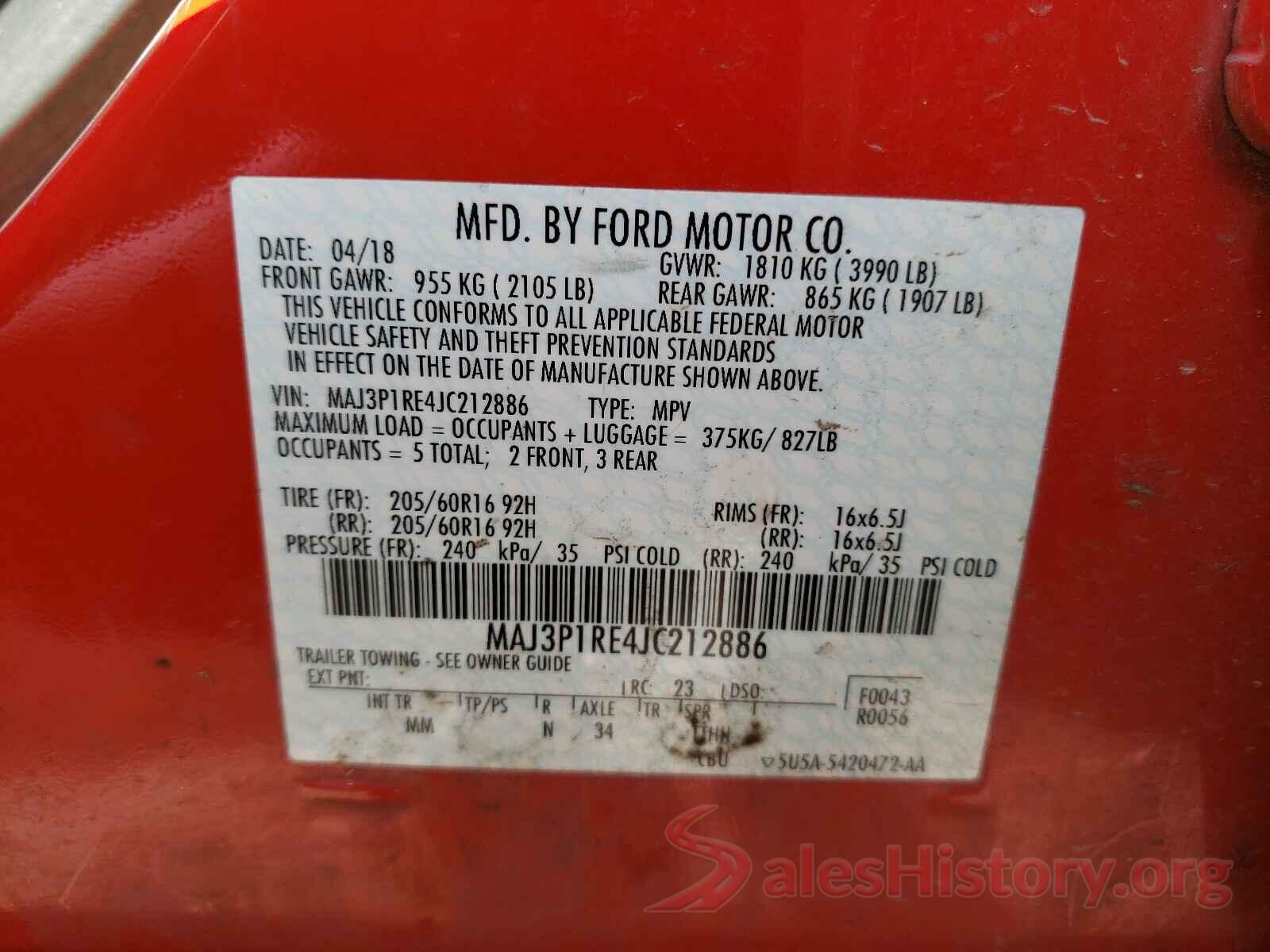 MAJ3P1RE4JC212886 2018 FORD ALL OTHER