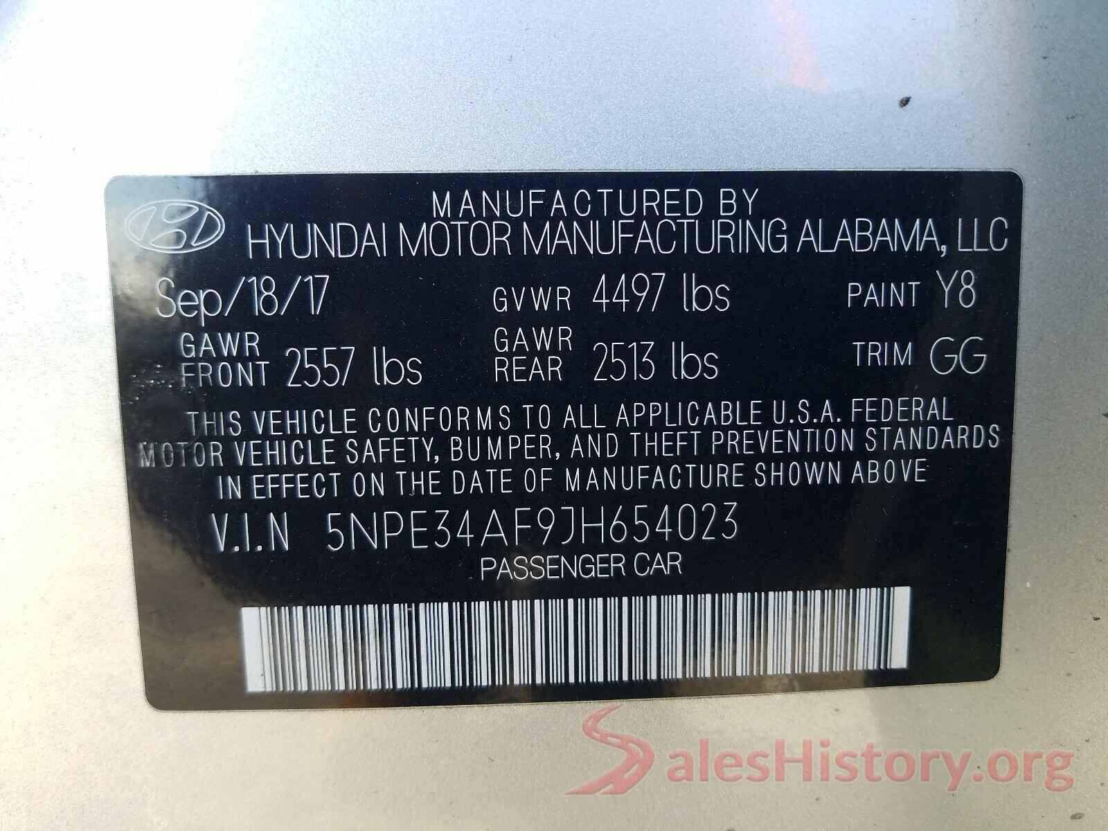 5NPE34AF9JH654023 2018 HYUNDAI SONATA