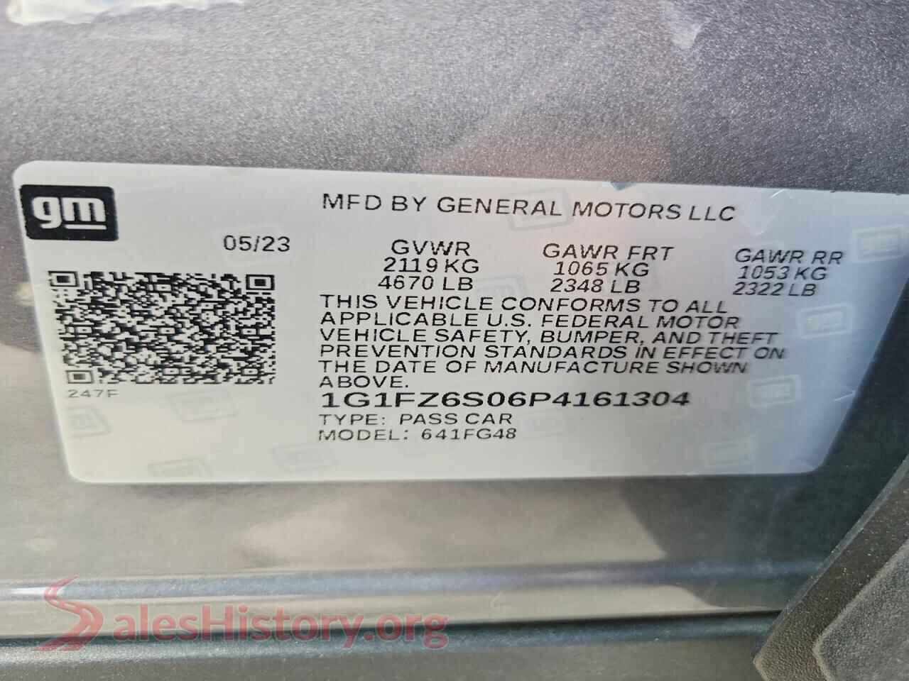2023 CHEVROLET BOLT VIN 1G1FZ6S06P4161304, trunk area