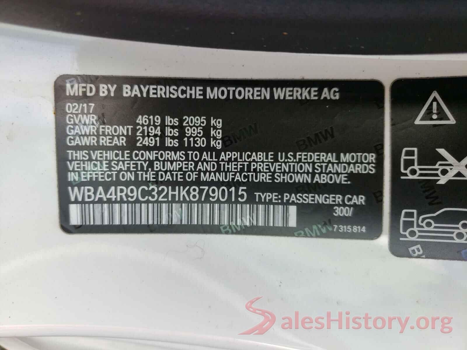 WBA4R9C32HK879015 2017 BMW 4 SERIES