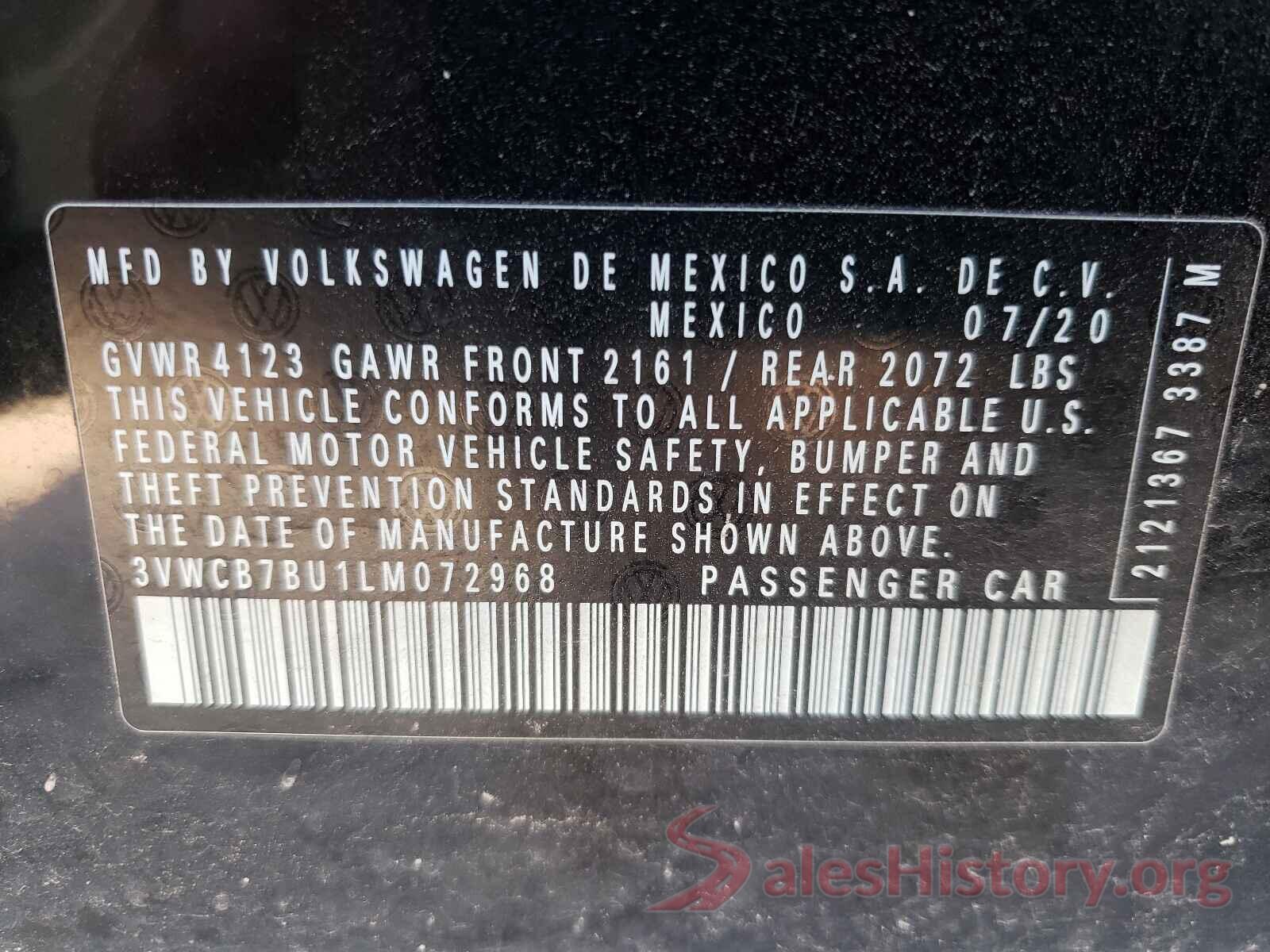 3VWCB7BU1LM072968 2020 VOLKSWAGEN JETTA