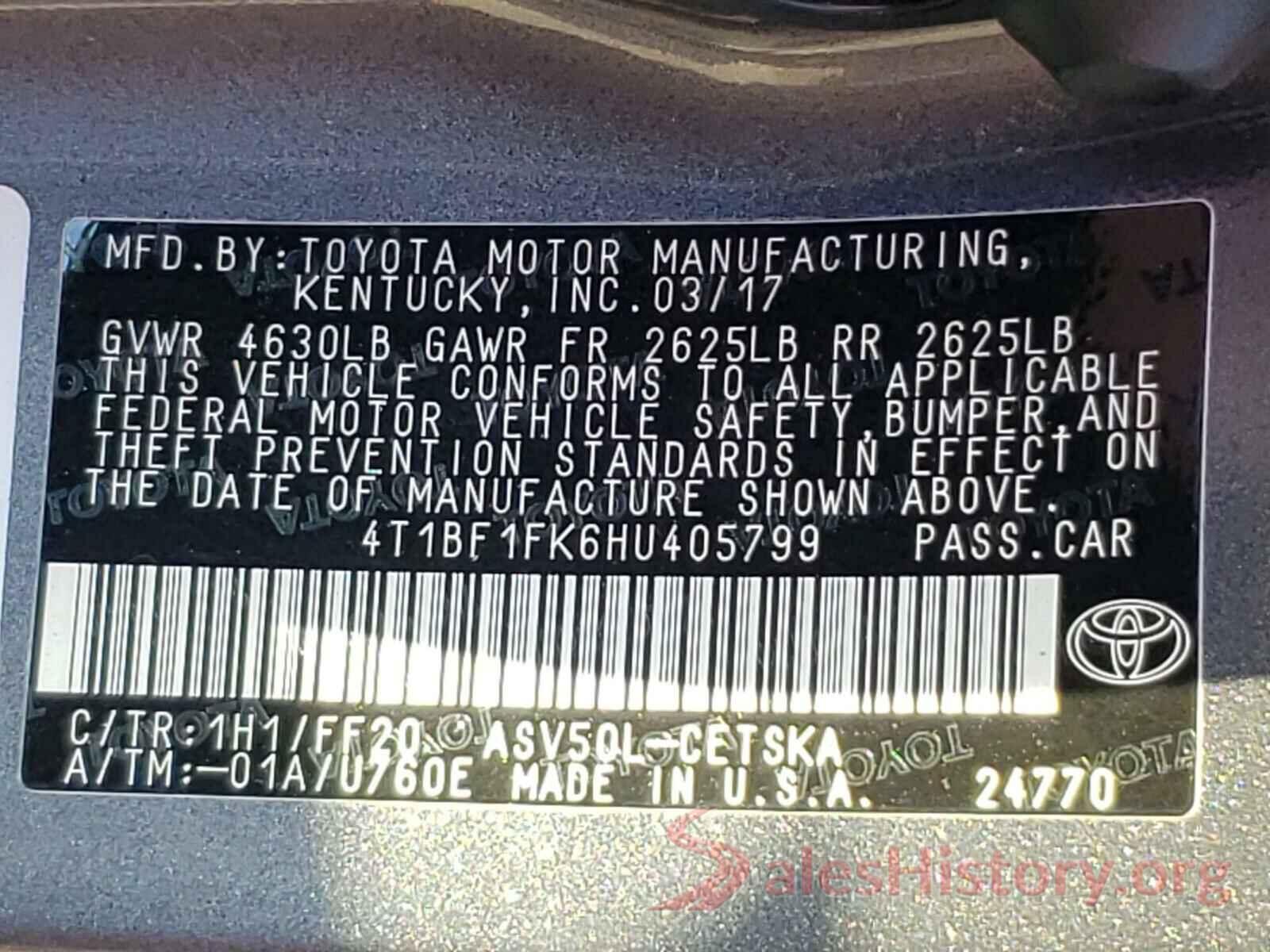 4T1BF1FK6HU405799 2017 TOYOTA CAMRY