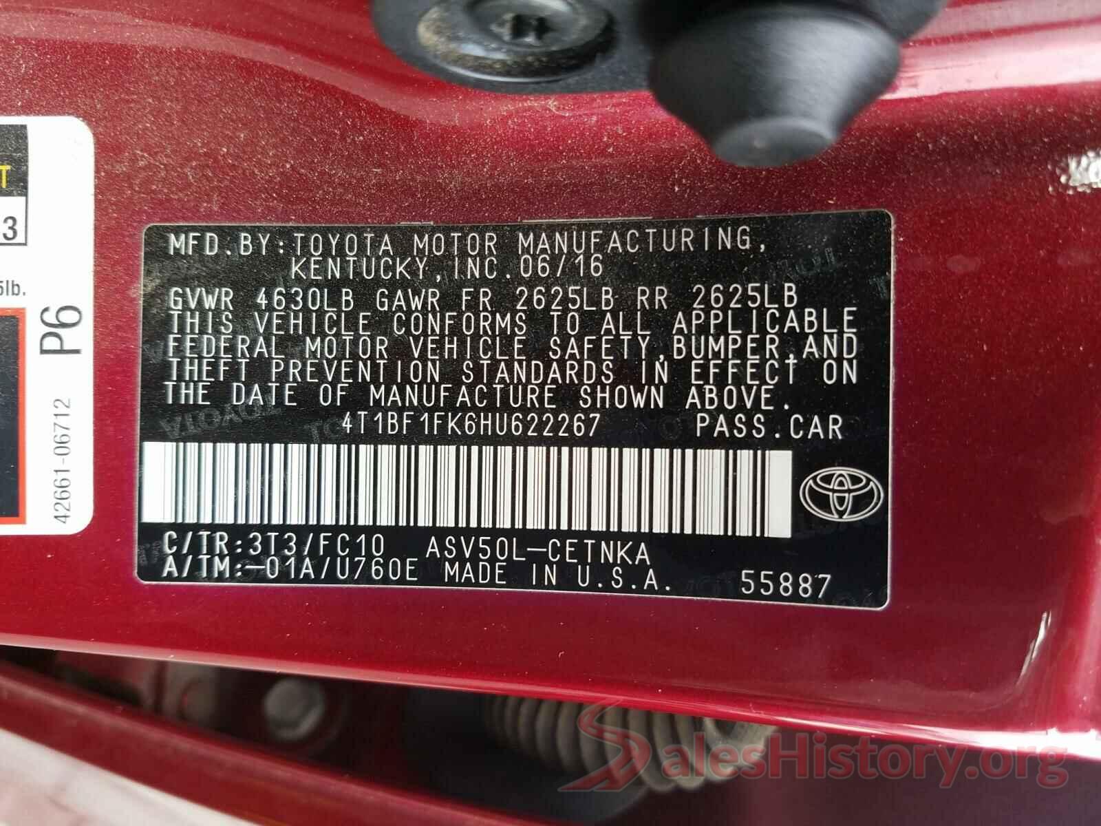 4T1BF1FK6HU622267 2017 TOYOTA CAMRY