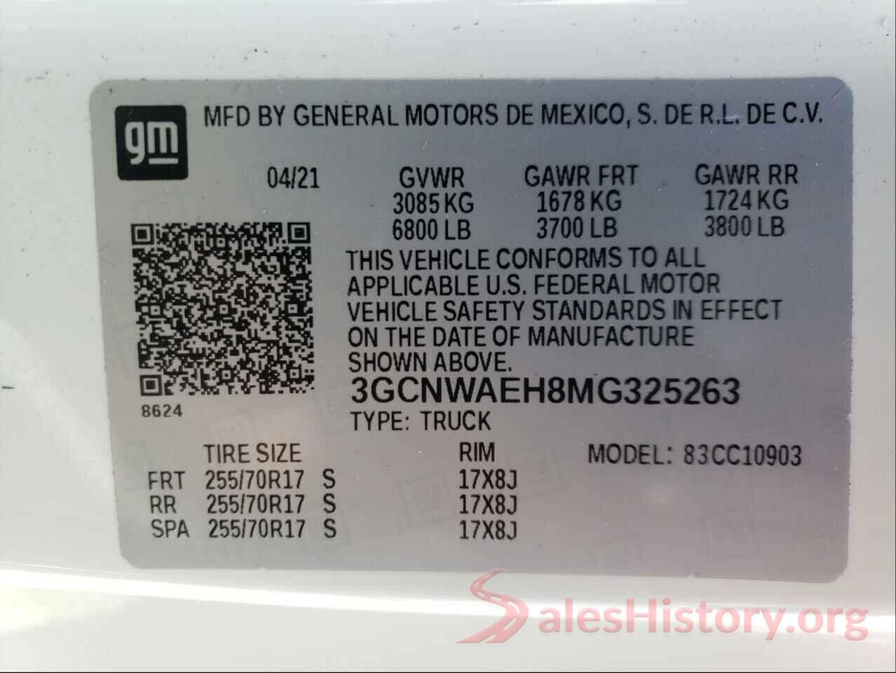 3GCNWAEH8MG325263 2021 CHEVROLET SILVERADO