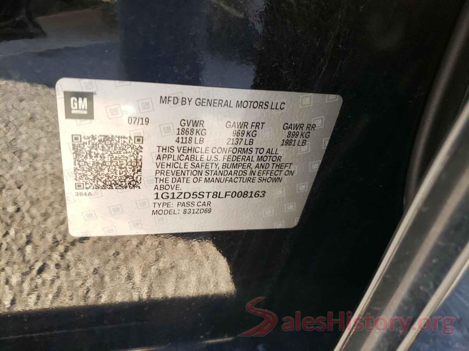 1G1ZD5ST8LF008163 2020 CHEVROLET MALIBU