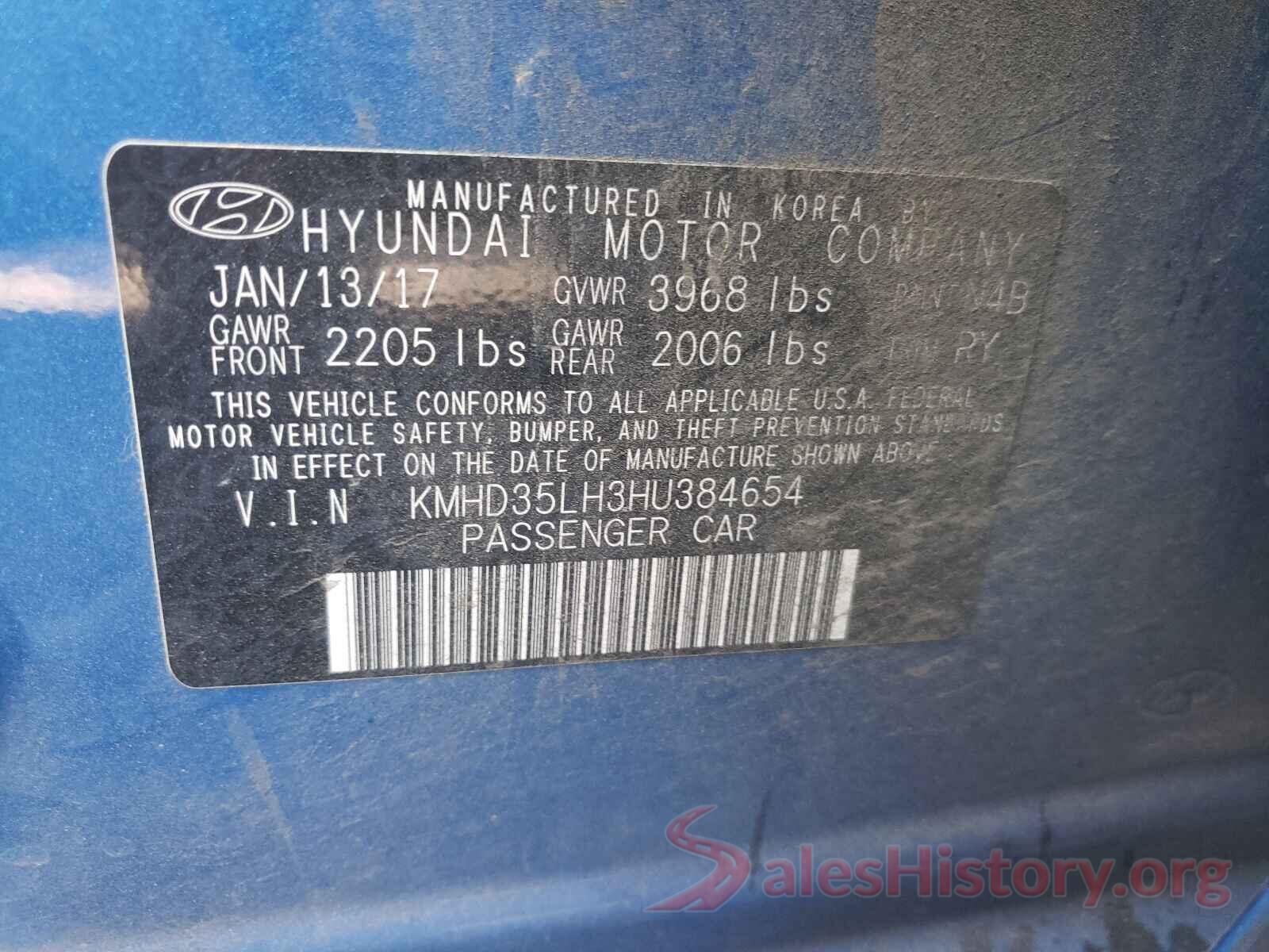 KMHD35LH3HU384654 2017 HYUNDAI ELANTRA