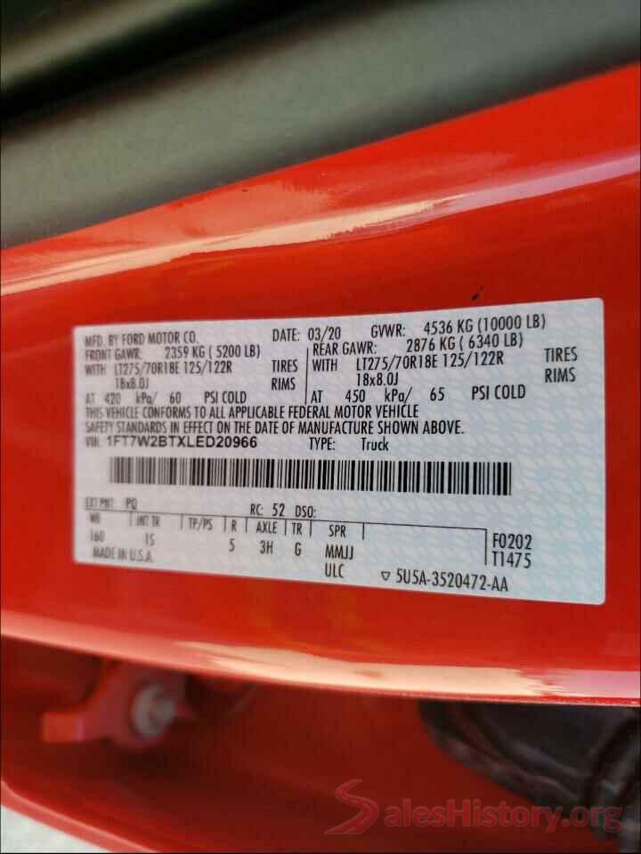 1FT7W2BTXLED20966 2020 FORD F250