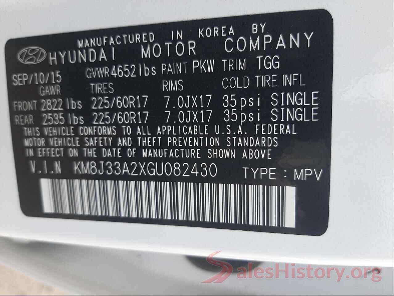 KM8J33A2XGU082430 2016 HYUNDAI TUCSON