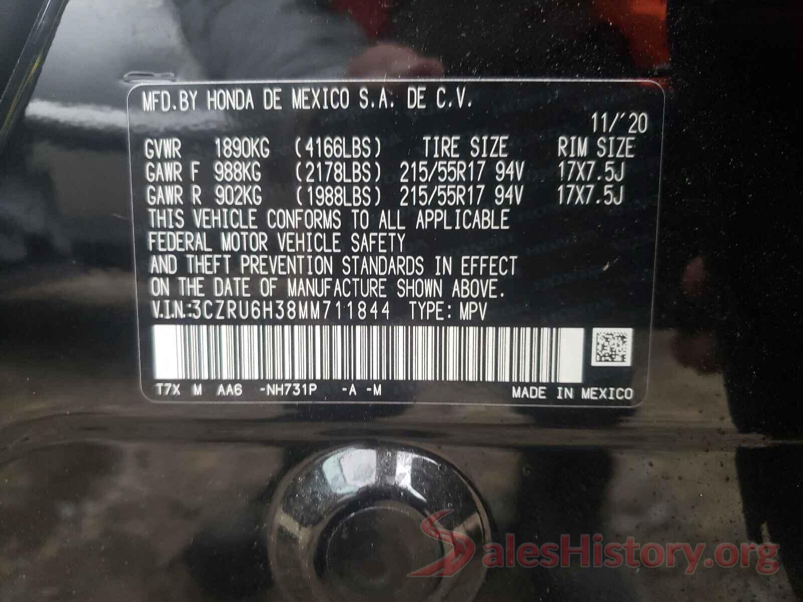 3CZRU6H38MM711844 2021 HONDA HR-V