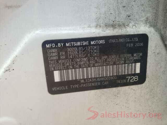 ML32A3HJ6HH003800 2017 MITSUBISHI MIRAGE