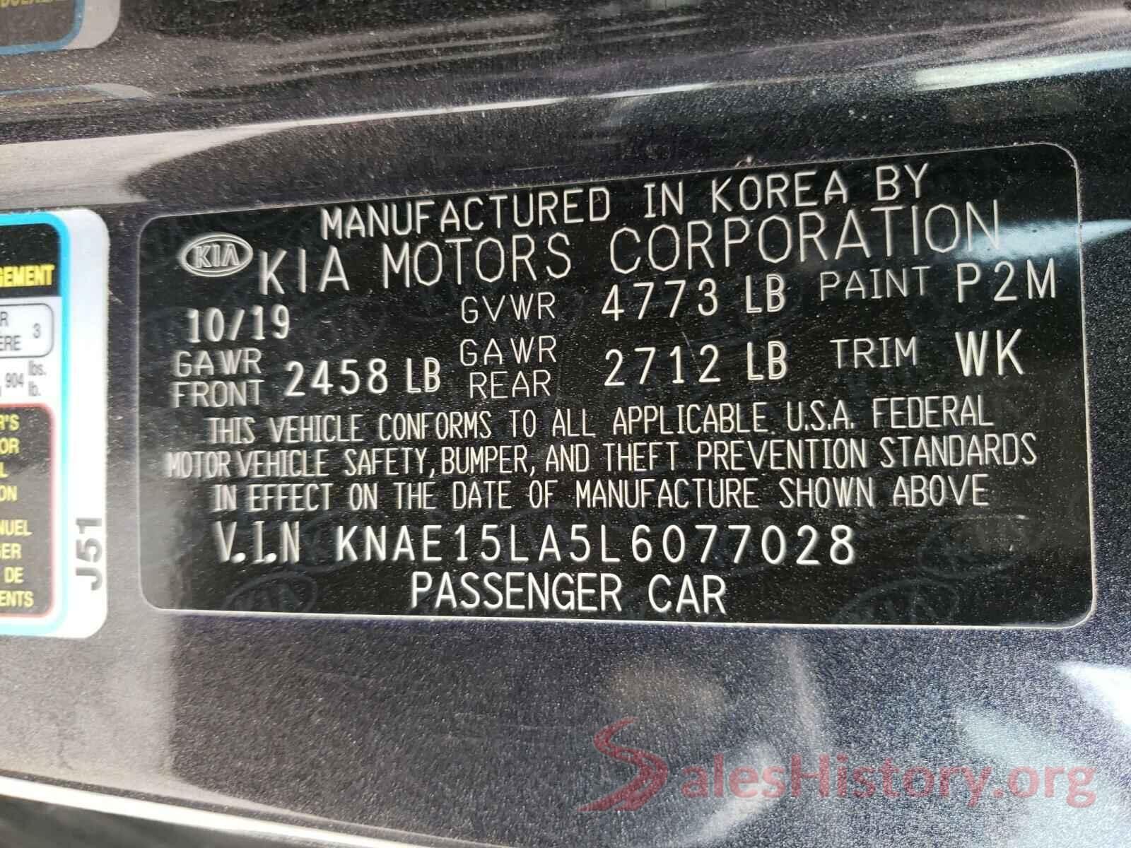 KNAE15LA5L6077028 2020 KIA STINGER