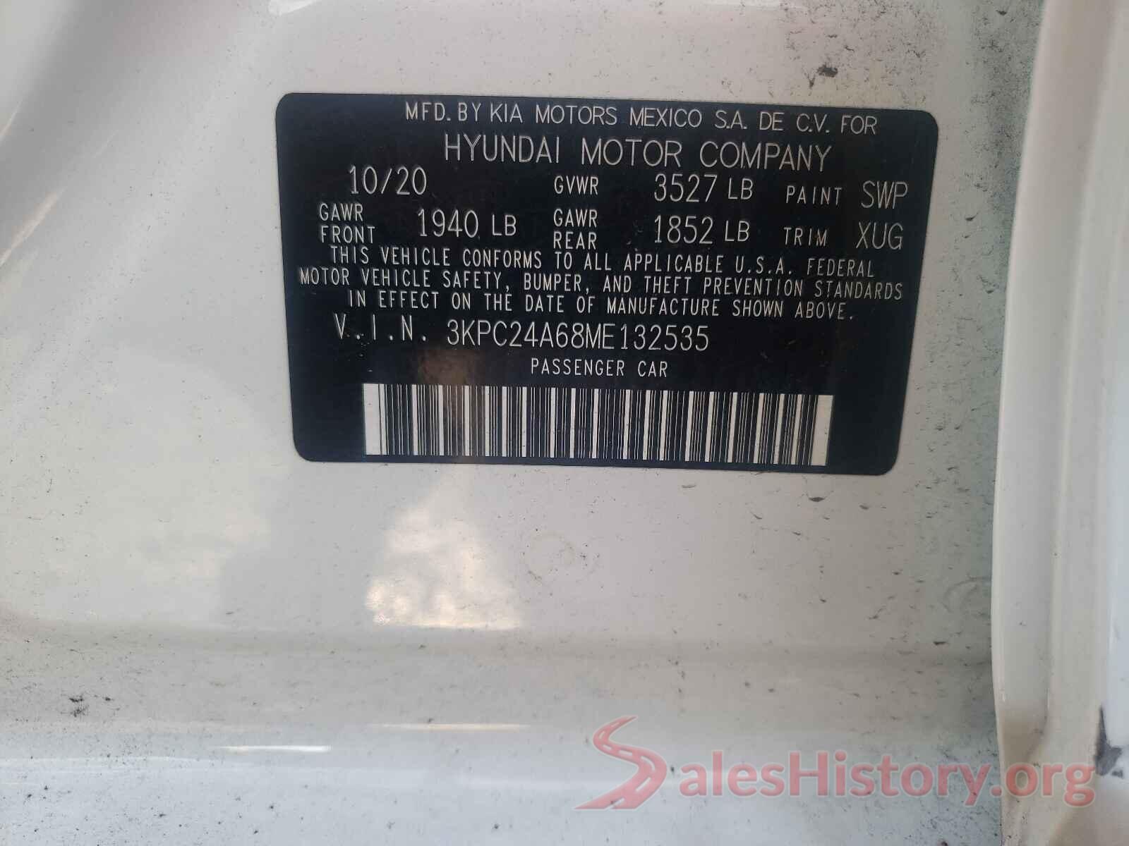 3KPC24A68ME132535 2021 HYUNDAI ACCENT