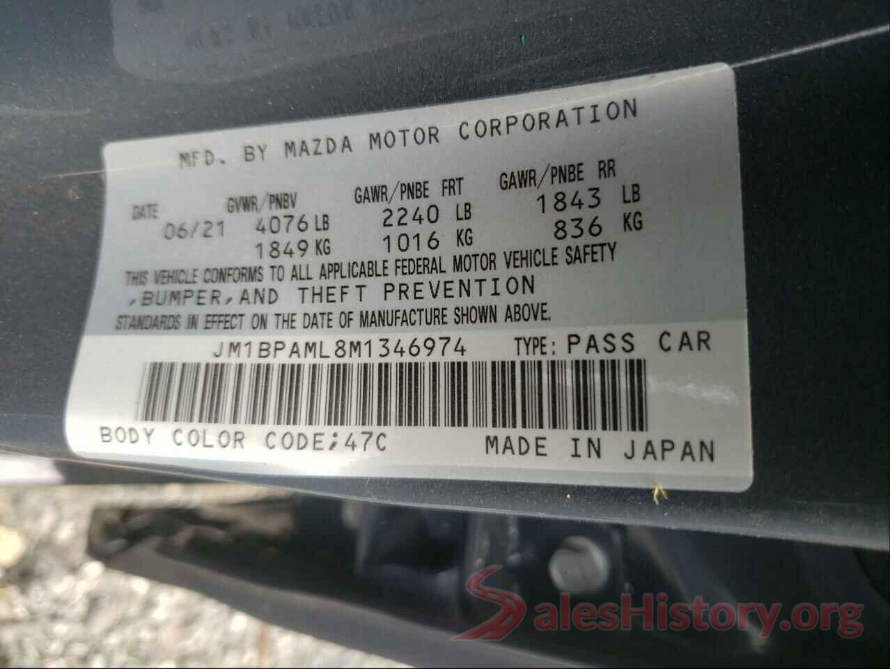 JM1BPAML8M1346974 2021 MAZDA 3