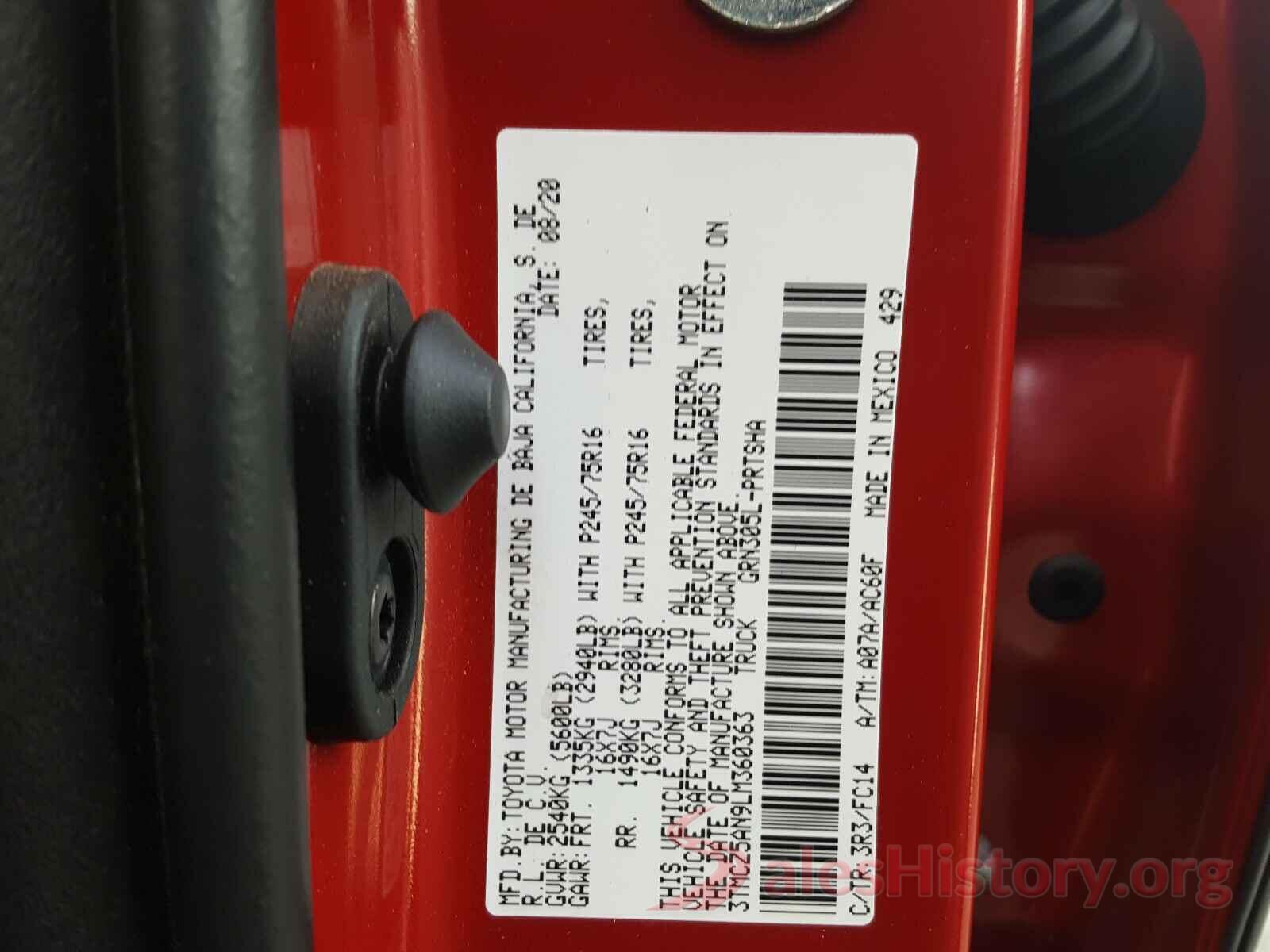 3TMCZ5AN9LM360363 2020 TOYOTA TACOMA