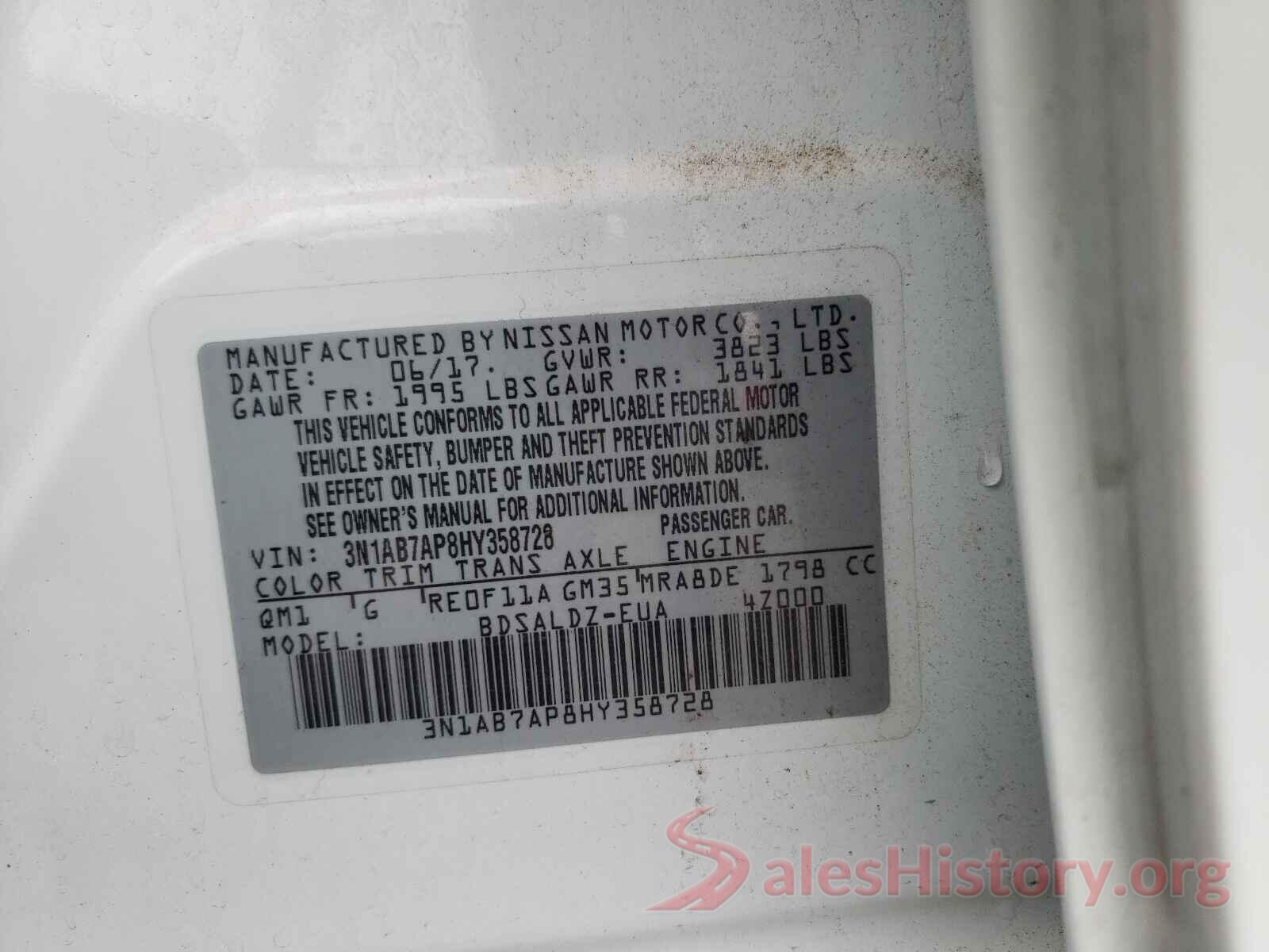 3N1AB7AP8HY358728 2017 NISSAN SENTRA