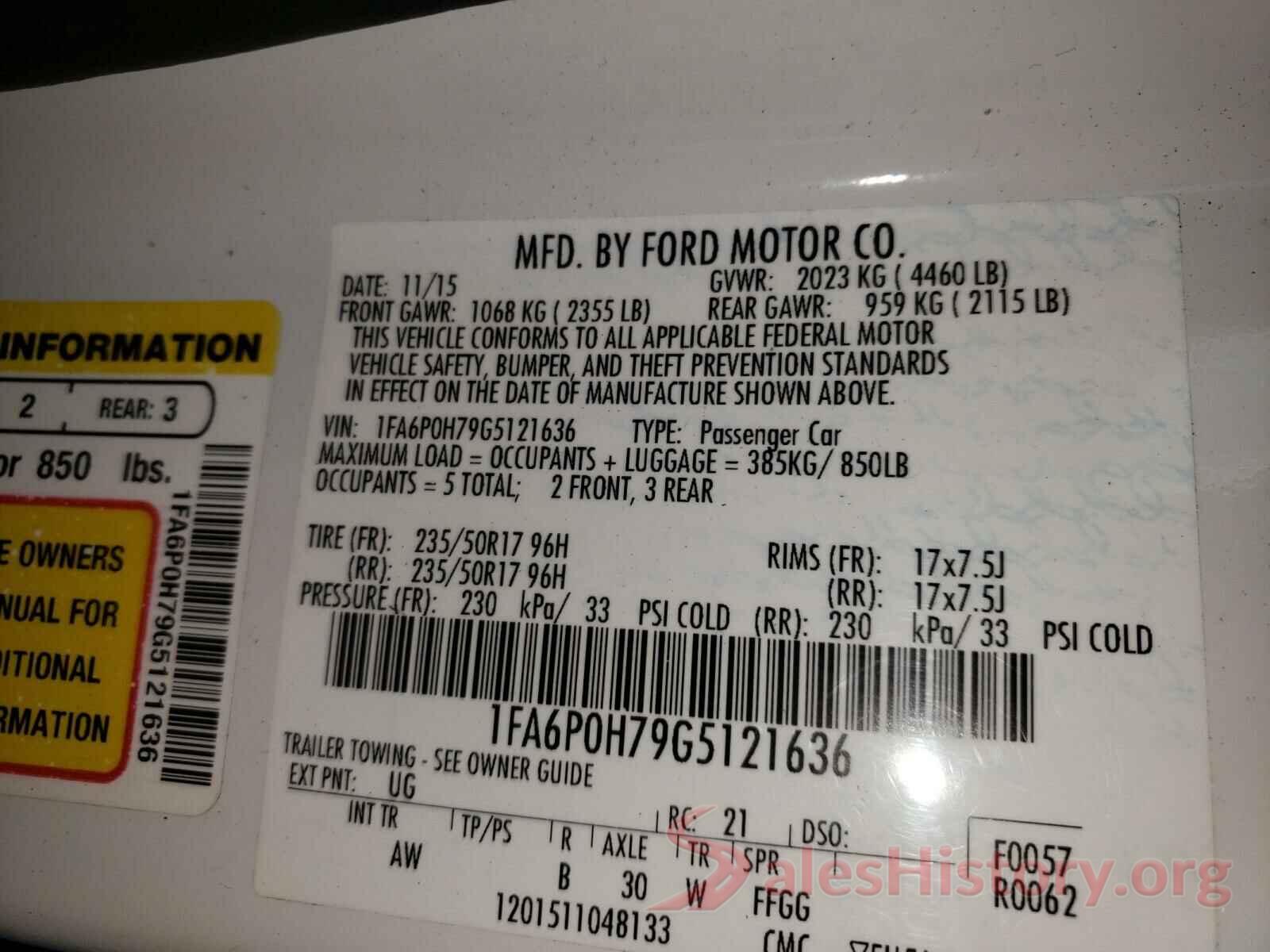 1FA6P0H79G5121636 2016 FORD FUSION