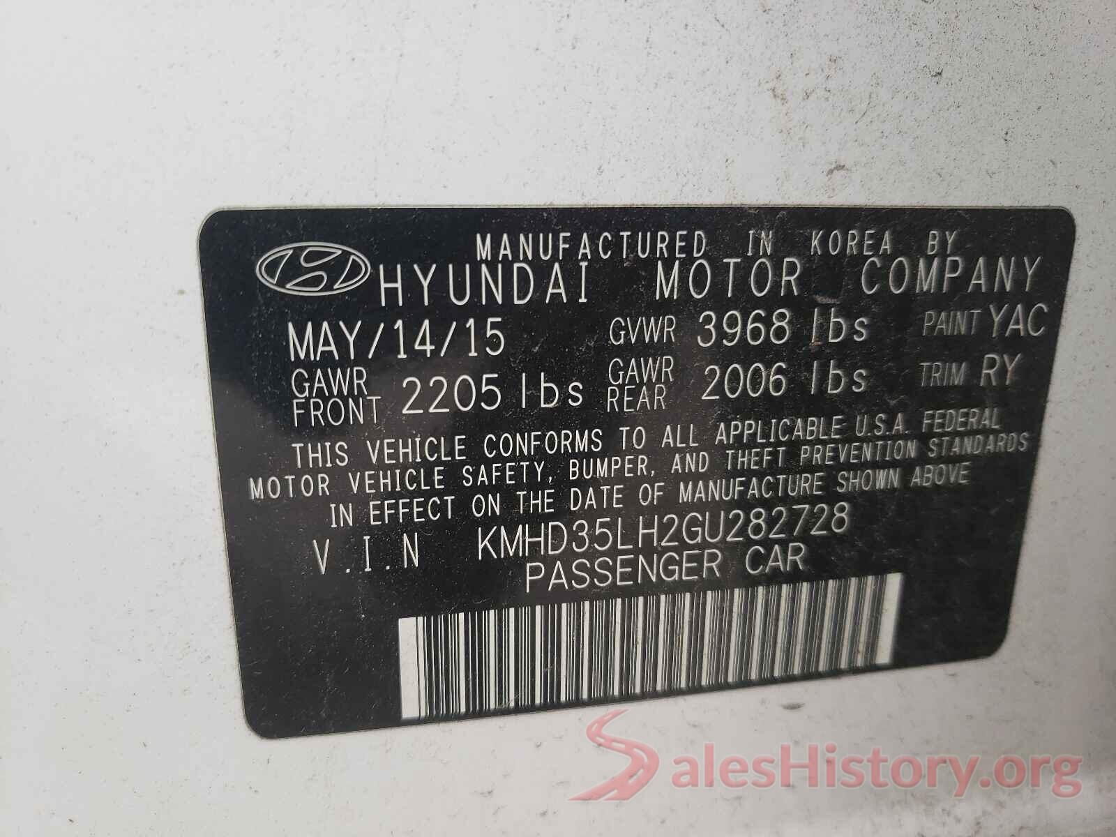 KMHD35LH2GU282728 2016 HYUNDAI ELANTRA