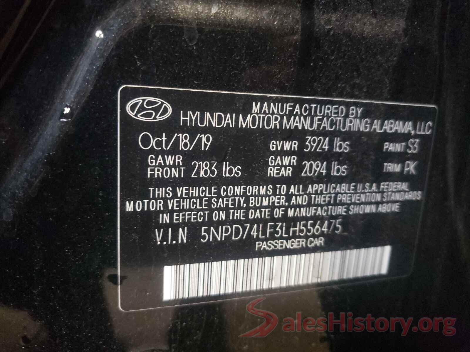 5NPD74LF3LH556475 2020 HYUNDAI ELANTRA