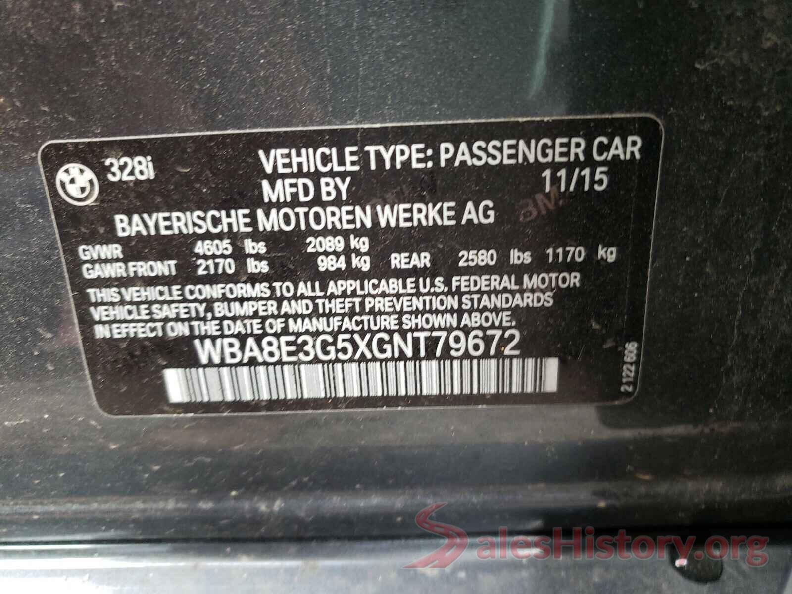 WBA8E3G5XGNT79672 2016 BMW 3 SERIES