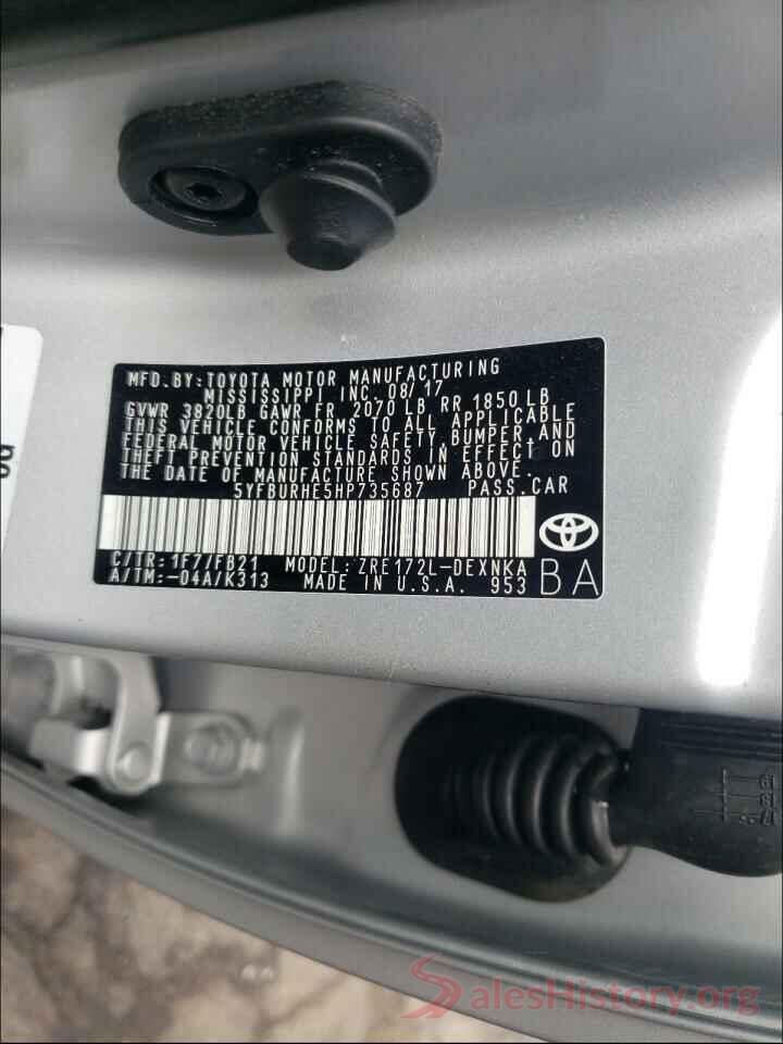 5YFBURHE5HP735687 2017 TOYOTA COROLLA