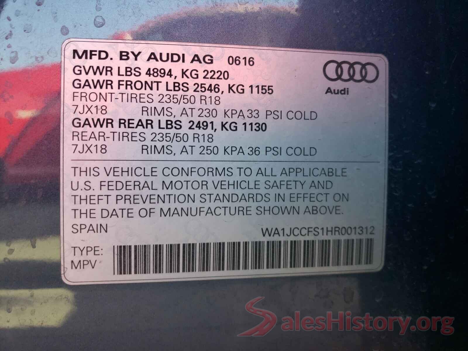 WA1JCCFS1HR001312 2017 AUDI Q3