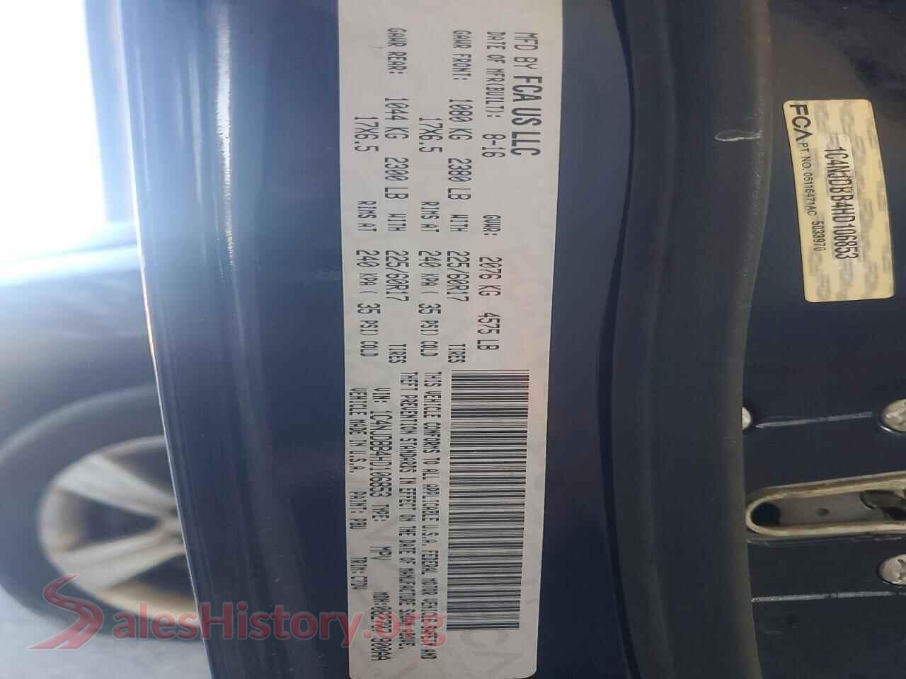 2017 JEEP COMPASS VIN 1C4NJDBB4HD106853, wheel and tire