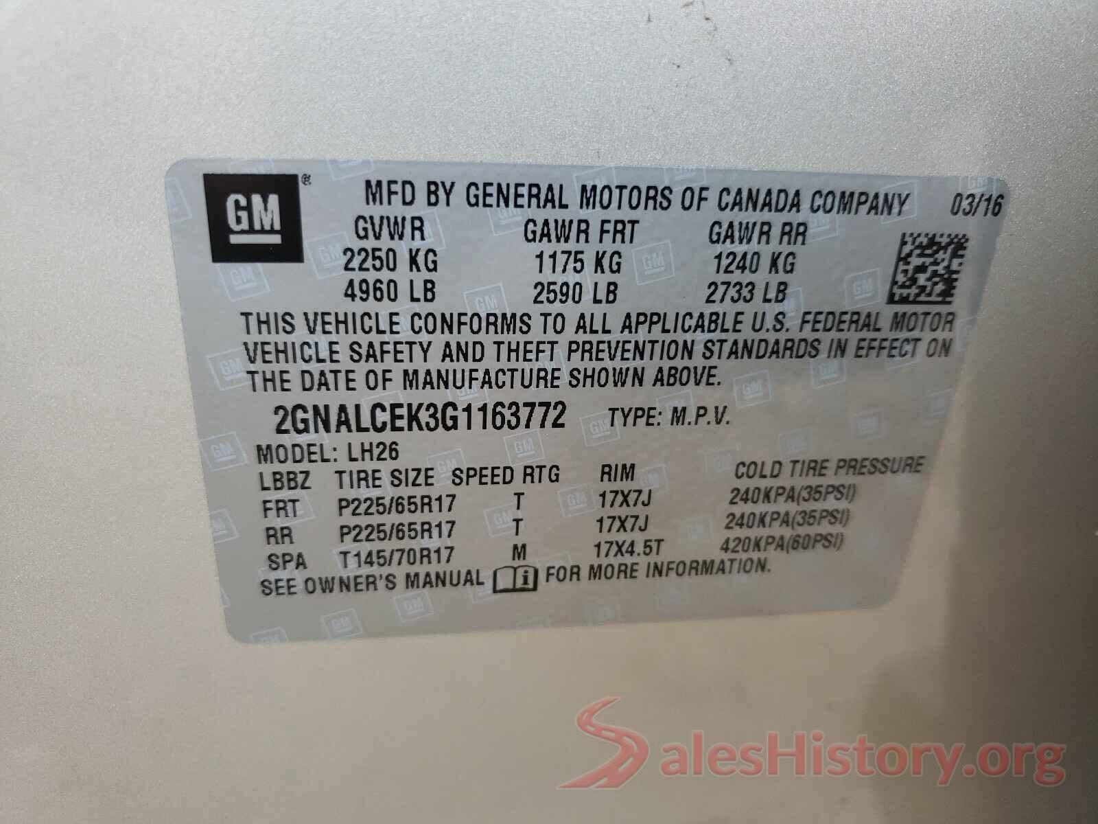 2GNALCEK3G1163772 2016 CHEVROLET EQUINOX