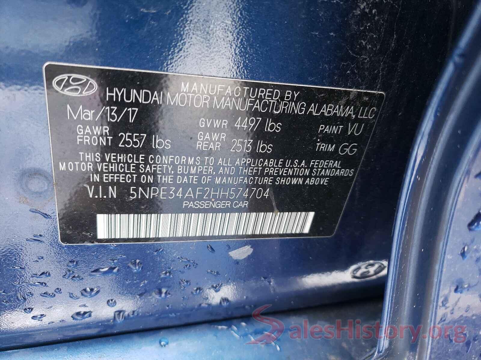 5NPE34AF2HH574704 2017 HYUNDAI SONATA