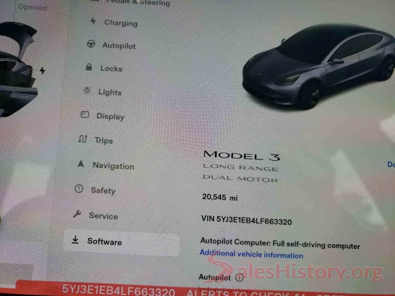 5YJ3E1EB4LF663320 2020 TESLA MODEL 3