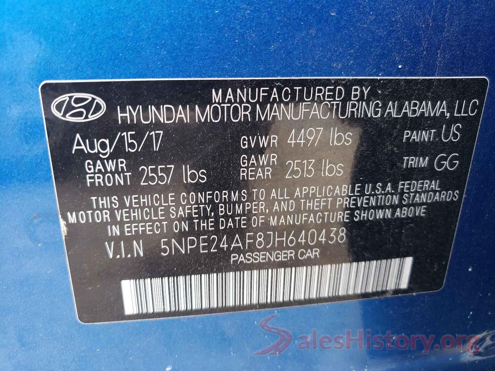 5NPE24AF8JH640438 2018 HYUNDAI SONATA