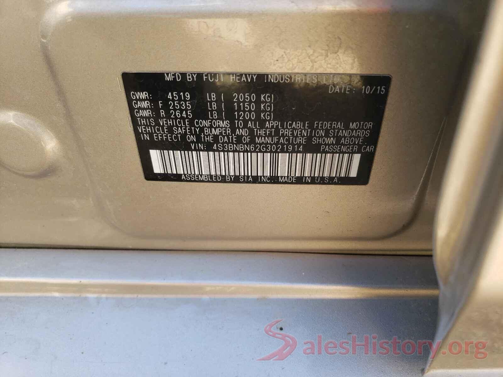 4S3BNBN62G3021914 2016 SUBARU LEGACY