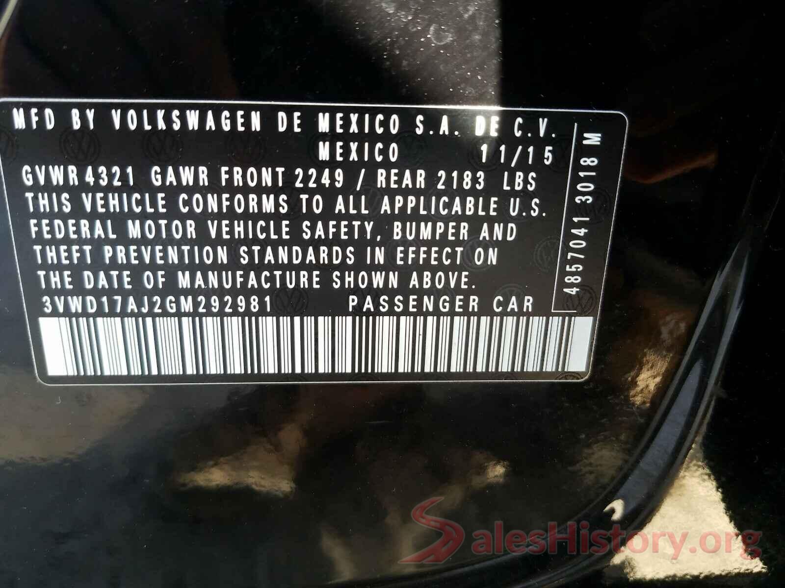 3VWD17AJ2GM292981 2016 VOLKSWAGEN JETTA