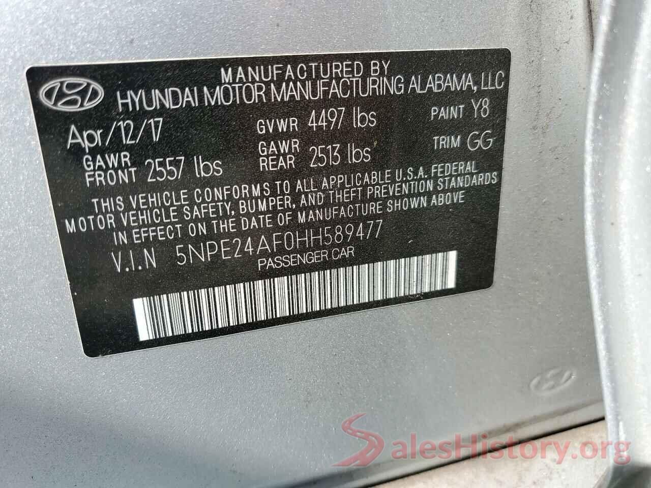 5NPE24AF0HH589477 2017 HYUNDAI SONATA