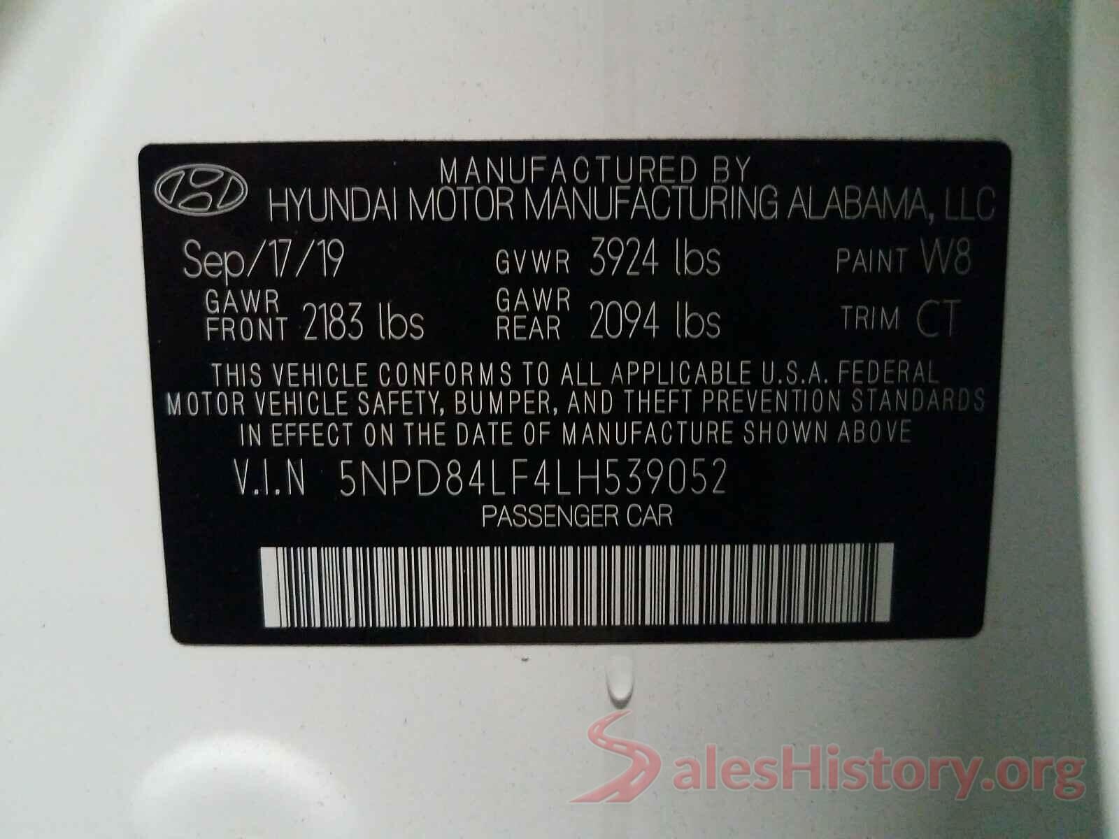 5NPD84LF4LH539052 2020 HYUNDAI ELANTRA