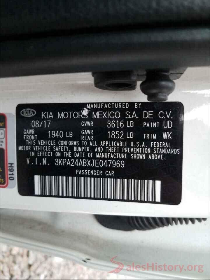 3KPA24ABXJE047969 2018 KIA RIO