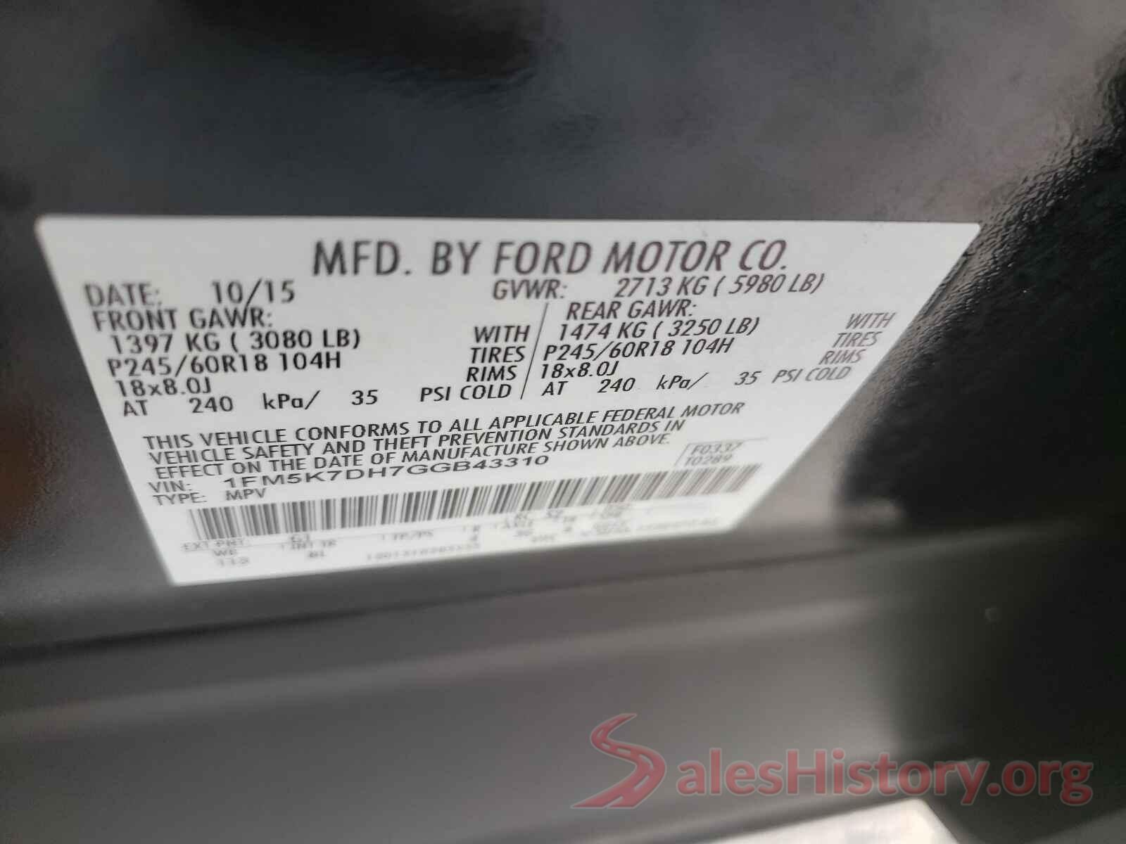 1FM5K7DH7GGB43310 2016 FORD EXPLORER