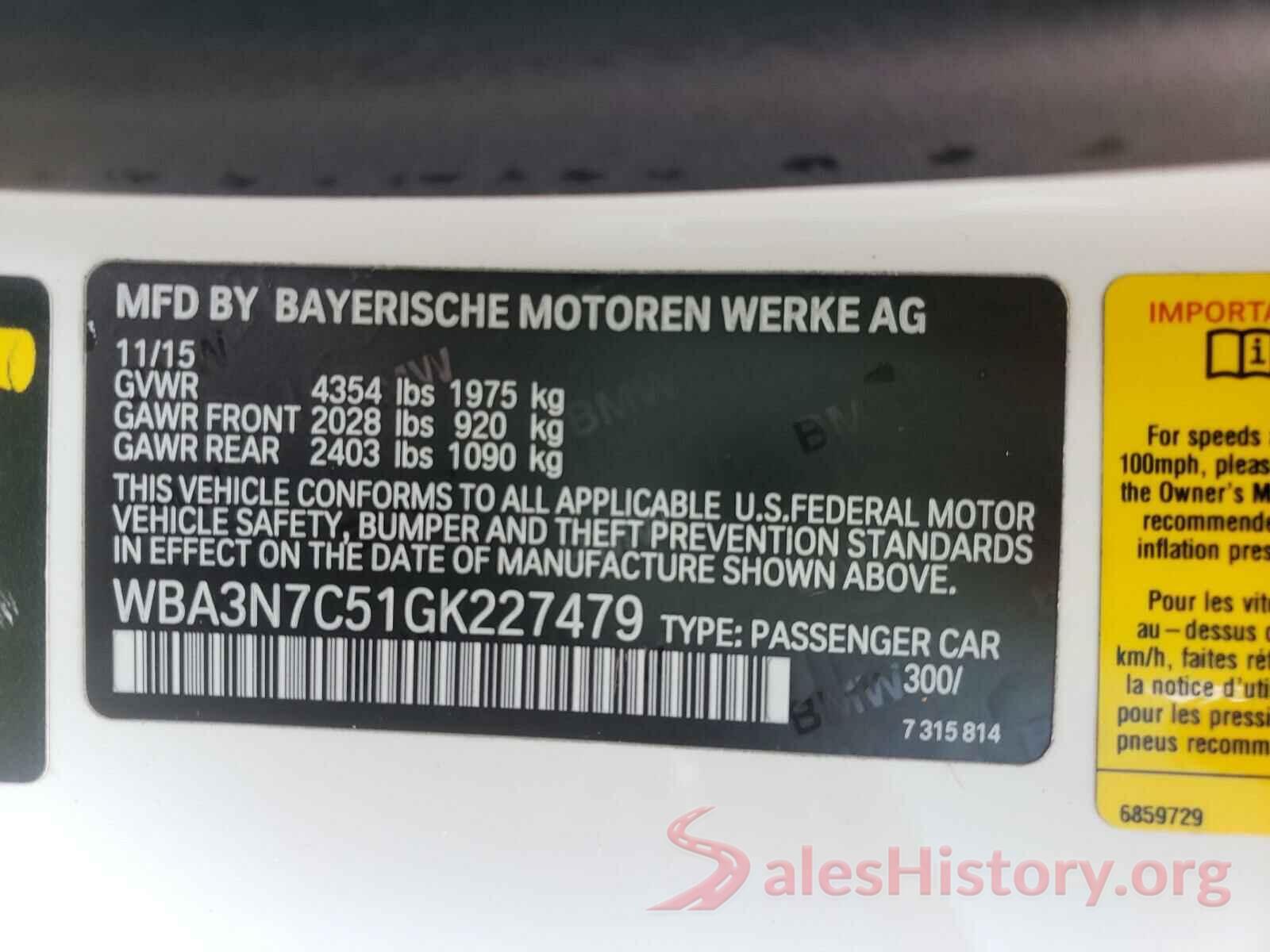 WBA3N7C51GK227479 2016 BMW 4 SERIES