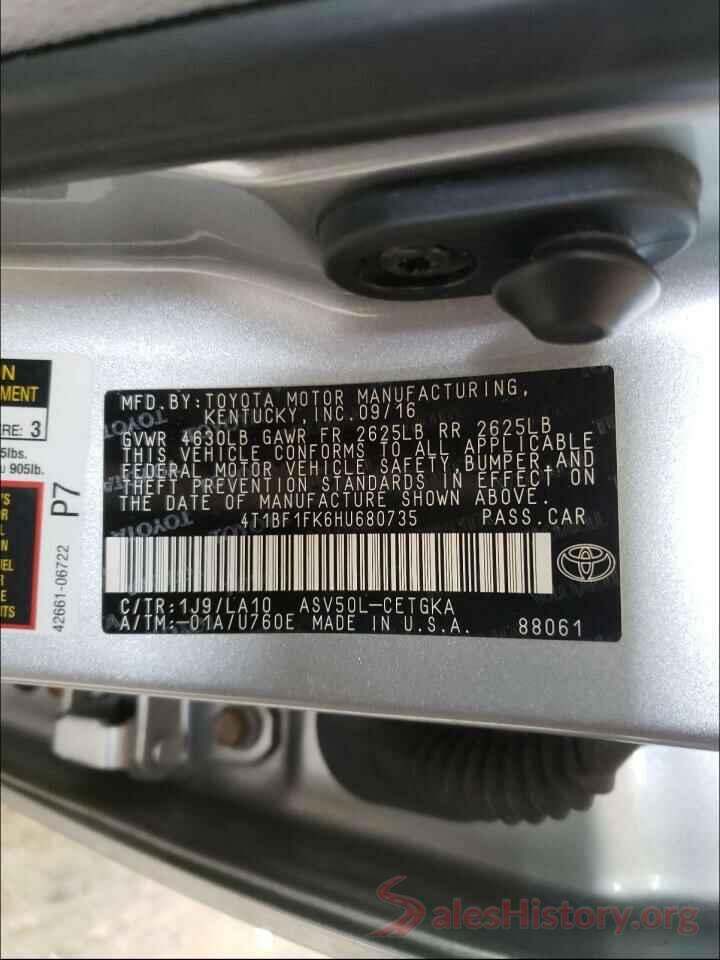 4T1BF1FK6HU680735 2017 TOYOTA CAMRY