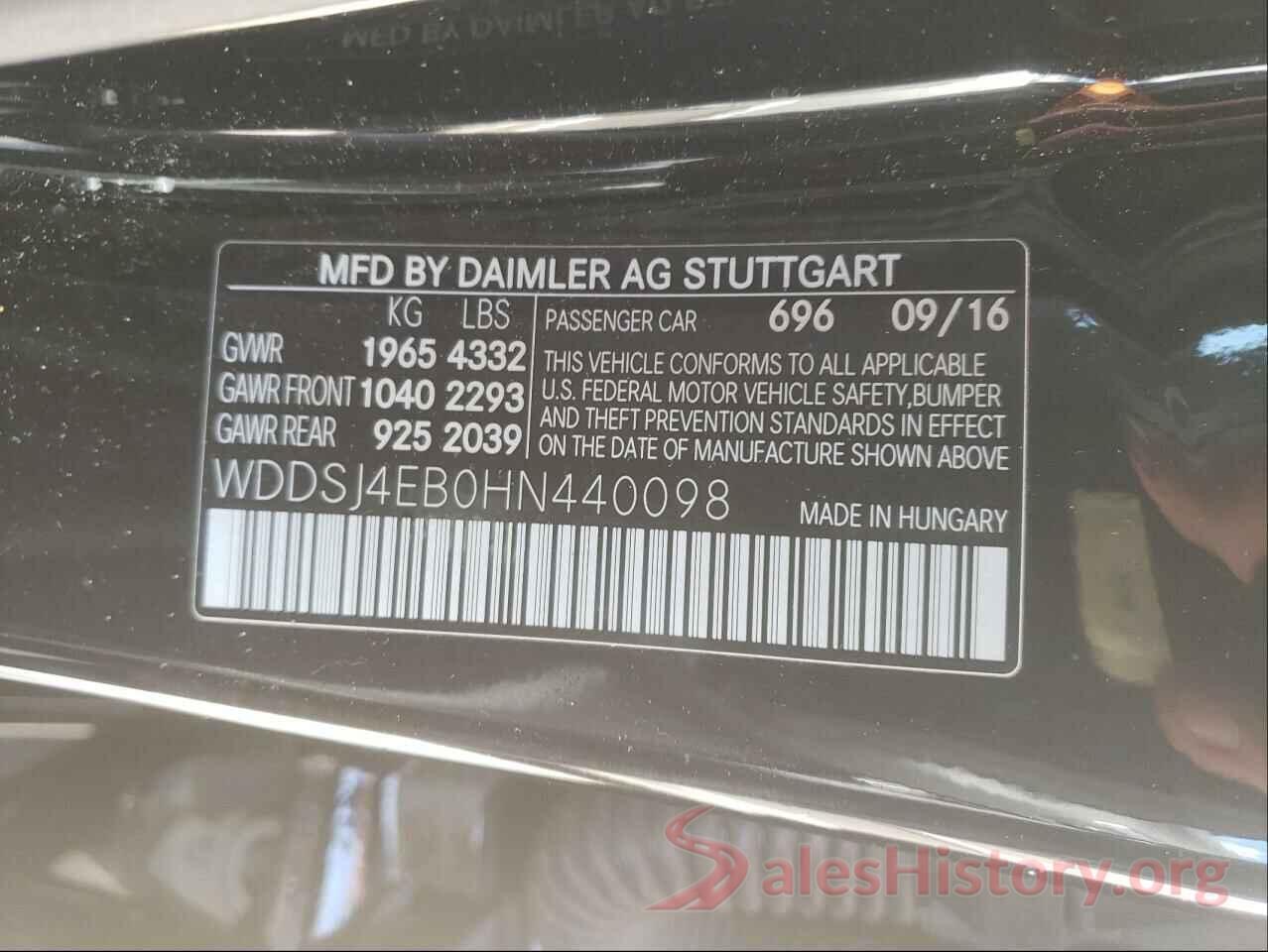 WDDSJ4EB0HN440098 2017 MERCEDES-BENZ CLA-CLASS