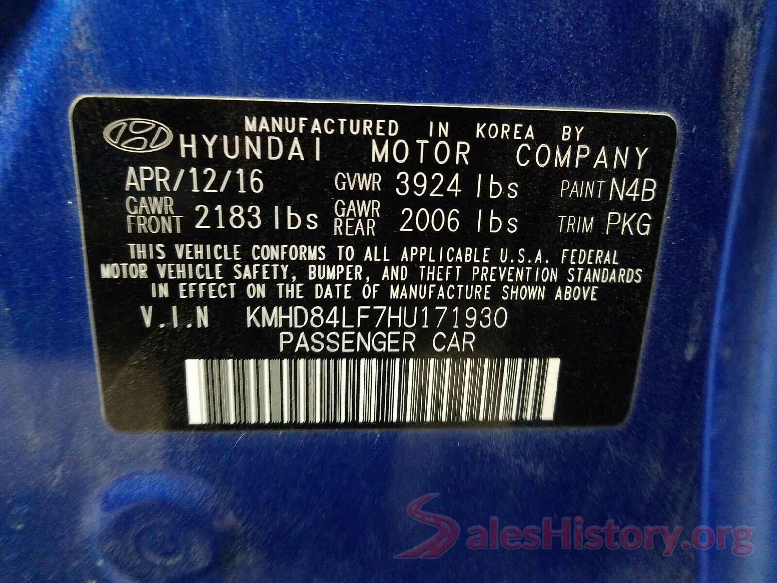 KMHD84LF7HU171930 2017 HYUNDAI ELANTRA