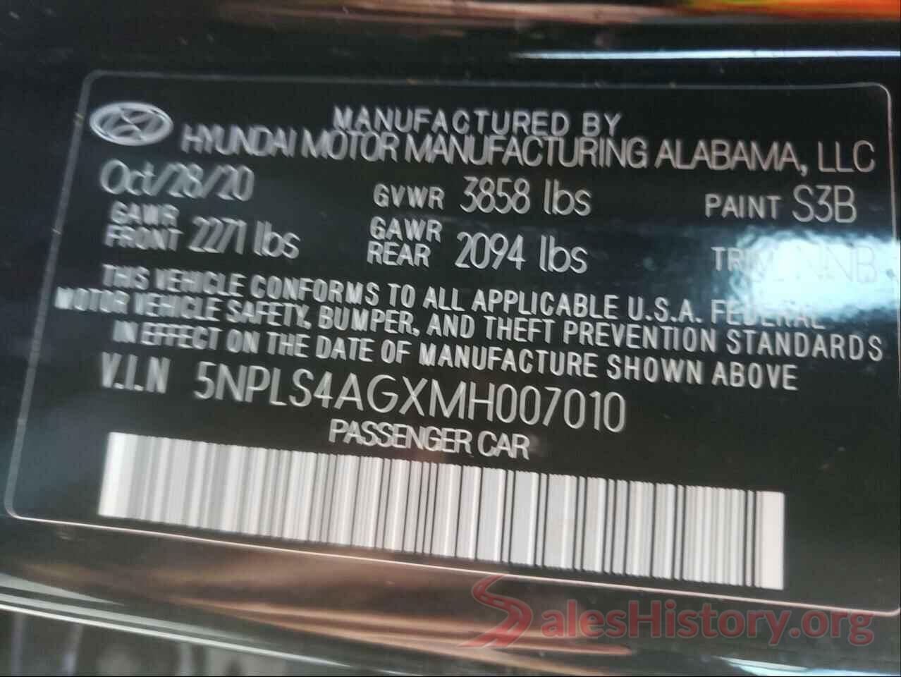 5NPLS4AGXMH007010 2021 HYUNDAI ELANTRA