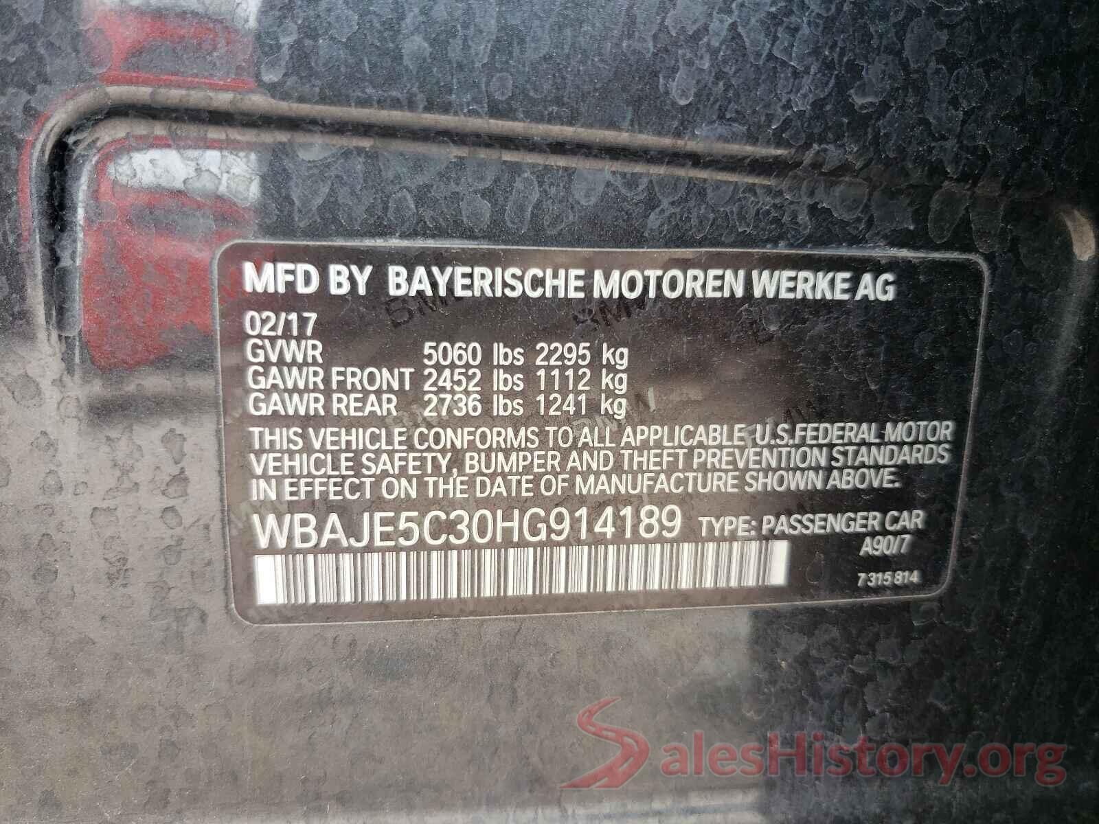 WBAJE5C30HG914189 2017 BMW 5 SERIES